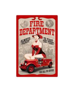 Fire Department Pinup Vintage Sign