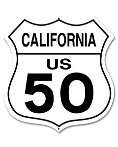 RT 50 California Road sign 27 X 29 vintage metal sign