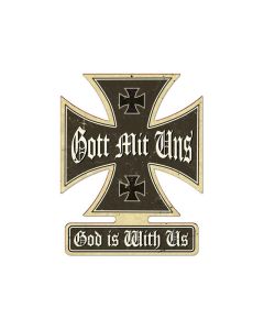 Gott Mit Uns, Axis Military, Iron Cross Metal Sign, 19 X 15 Inches