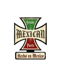 Mexican Parts, Automotive, Iron Cross Metal Sign, 19 X 15 Inches