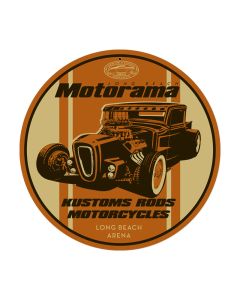 Kustom Rods Motorcycles, Automotive, Round Metal Sign, 14 X 14 Inches