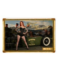 Keepin Shit Straight, Pinup Girls, Vintage Metal Sign, 18 X 12 Inches