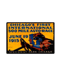 Chicago 500, Automotive, Metal Sign, 12 X 18 Inches