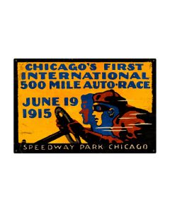 Chicago 500, Automotive, Metal Sign, 36 X 24 Inches
