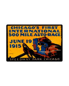 Chicago 500, Automotive, Metal Sign, 24 X 16 Inches