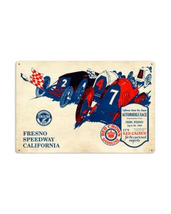 Fresno Speedway, Automotive, Metal Sign, 24 X 16 Inches