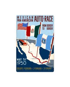Mexican Auto Race, Automotive, Metal Sign, 16 X 24 Inches