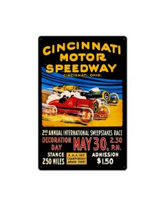 Cincinnati Motor Speedway, Automotive, Metal Sign, 16 X 24 Inches