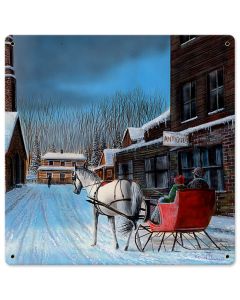 Sleigh Ride In Town, Featured Artists/Kevin Daniel Art, Satin, 18 X 18 Inches