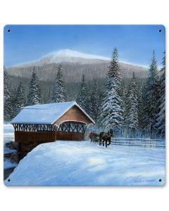 Sleigh By The Bridge, Featured Artists/Kevin Daniel Art, Satin, 12 X 12 Inches