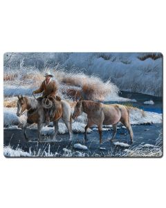 Cowboy Heading Home In Winter, Featured Artists/Kevin Daniel Art, Satin, 4 X 16 Inches