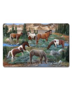 Horse Pack On Grass, Featured Artists/Kevin Daniel Art, Satin, 18 X 12 Inches