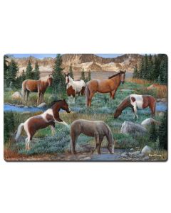 Horse Pack On Grass, Featured Artists/Kevin Daniel Art, Satin, 24 X 16 Inches
