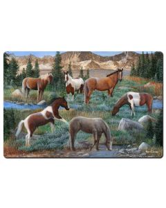 Horse Pack On Grass, Featured Artists/Kevin Daniel Art, Satin, 36 X 24 Inches