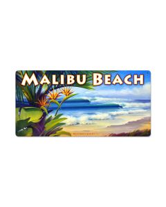 Malibu Beach, Sports and Recreation, Metal Sign, 24 X 12 Inches
