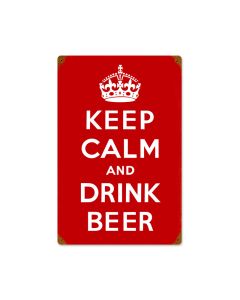 Keep Calm, Food and Drink, Vintage Metal Sign, 12 X 18 Inches