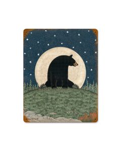 Bear Moon, Home and Garden, Vintage Metal Sign, 11 X 14 Inches