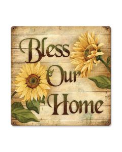 Bless Home, Home and Garden, Vintage Metal Sign, 18 X 18 Inches