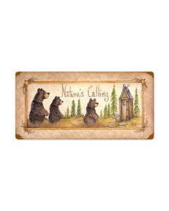 Natures Calling, Home and Garden, Vintage Metal Sign, 24 X 12 Inches