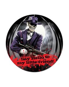 Skull Gangster, Other, Round Metal Sign, 14 X 14 Inches