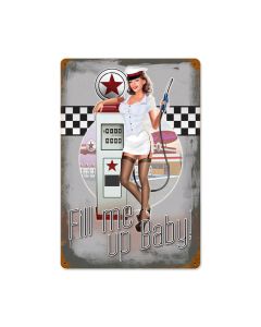50's Pump Girl, Automotive, Vintage Metal Sign, 18 X 12 Inches