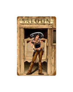 Bandita Saloon, Pinup Girls, Vintage Metal Sign, 18 X 12 Inches