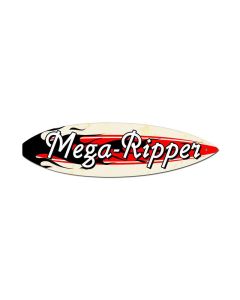 Mega Ripper, Sports and Recreation, Surfboard Metal Sign, 6 X 22 Inches