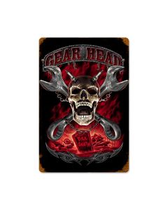 Gearhead, Motorcycle, Vintage Metal Sign, 12 X 18 Inches