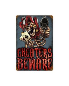 Cheaters Beware, Humor, Vintage Metal Sign, 12 X 18 Inches