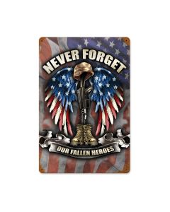 Fallen Heroes, Allied Military, Vintage Metal Sign, 12 X 18 Inches