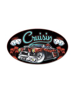 Cruisin, Automotive, Oval Metal Sign, 24 X 14 Inches