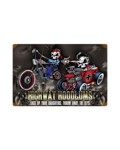 Highway Hoodlums, Motorcycle, Vintage Metal Sign, 18 X 12 Inches