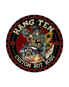 Hot Rod Monster, Automotive, Round Metal Sign, 14 X 14 Inches