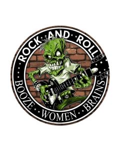 Rock n Roll, Sports and Recreation, Round Metal Sign, 14 X 14 Inches