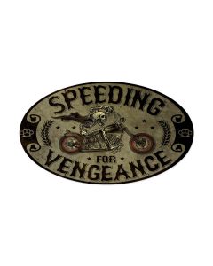 Speeding Vengance, Motorcycle, Oval Metal Sign, 24 X 14 Inches