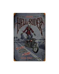 Hell Rider, Motorcycle, Vintage Metal Sign, 16 X 24 Inches