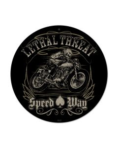 Lethal Speedway, Motorcycle, Round Metal Sign, 14 X 14 Inches