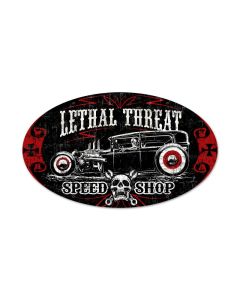 Lethal Speedshop, Automotive, Oval Metal Sign, 24 X 14 Inches