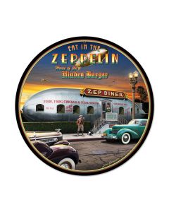 Zep Diner, Automotive, Round Metal Sign, 14 X 14 Inches