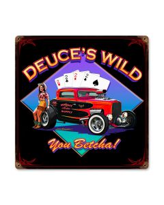 Deuces Wild, Automotive, Vintage Metal Sign, 12 X 12 Inches
