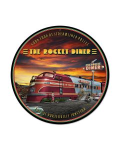 Rocket Diner, Food and Drink, Round Metal Sign, 14 X 14 Inches