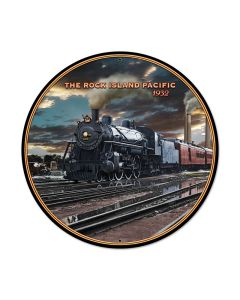 Rock Island, Train and Rail, Round Metal Sign, 28 X 28 Inches