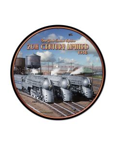 20th Century Trio, Train and Rail, Round Metal Sign, 14 X 14 Inches