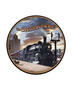 Canadian Pacific, Train and Rail, Round Metal Sign, 14 X 14 Inches