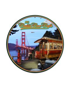 Cable Car, Train and Rail, Round Metal Sign, 14 X 14 Inches