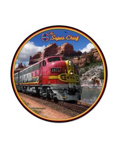Super Chief, Train and Rail, Round Metal Sign, 14 X 14 Inches