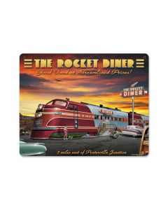 Rocket Diner, Food and Drink, Metal Sign, 15 X 12 Inches