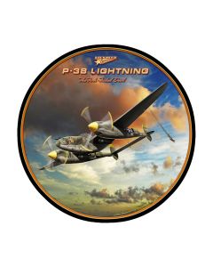Lightning, Aviation, Round Metal Sign, 28 X 28 Inches