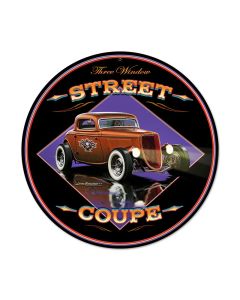 Street Coupe, Automotive, Round Metal Sign, 14 X 14 Inches