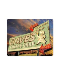 Daves Coffee Shop, Food and Drink, Metal Sign, 15 X 12 Inches